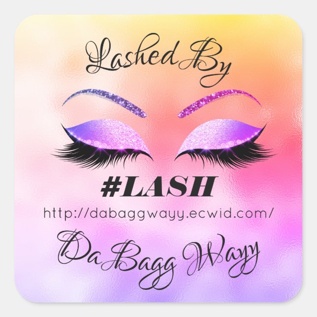 Made By Glitter Lashes Beauty Rose Makeup Ombre Square Sticker (Front)