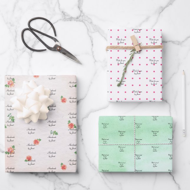 Made by Hand Assortment of Wrapping Paper Sheets (Front)