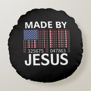 Made By Jesus Cotton Round Pouf Pillow 