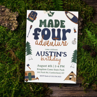 Made For Adventure 4th Birthday Invitation