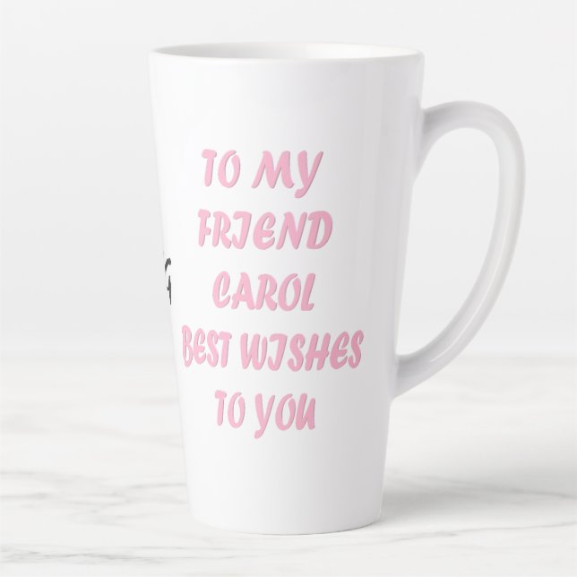 Made for Carol pink script funny style Latte Mug (Right)