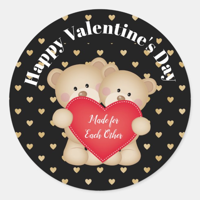 Made For Each Other Teddy Bear Stickers (Front)