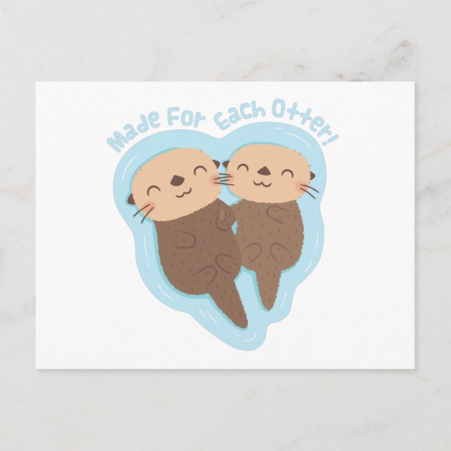 Made For Each Otter, Cute Valentines Day Pun Postcard (Front)