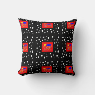 MADE FOR KAREN RED AND BLACK WHITE NAMED CUSHION