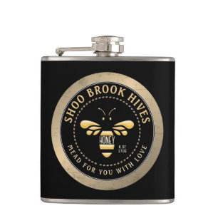 Made for you Apiary Name Copper and Black Honeybee Hip Flask
