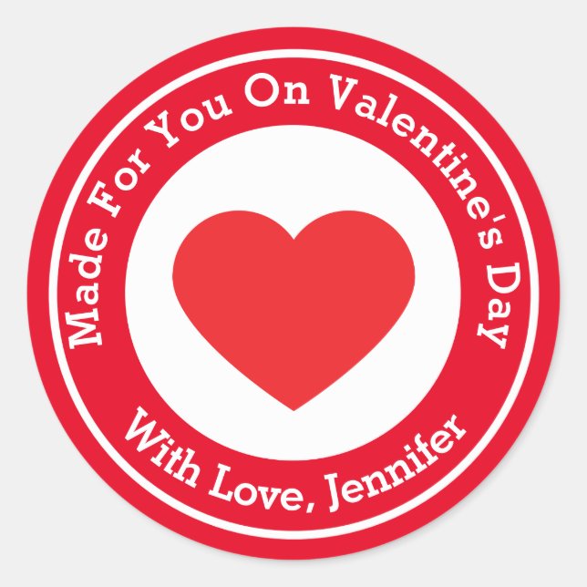Made For You On Valentine's Day Classic Round Sticker (Front)