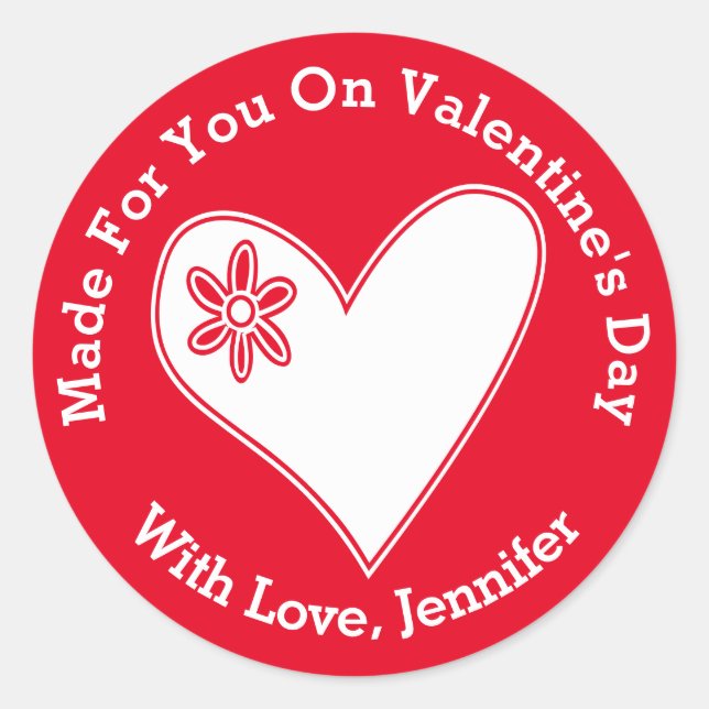 Made For You On Valentine's Day Classic Round Sticker (Front)