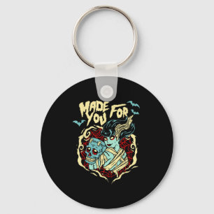 Made For You Zombie Lovers Frankenstein Valentines Key Ring