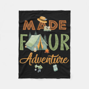 Made Four Adventure 4th Birthday Camping Themed Pa Fleece Blanket