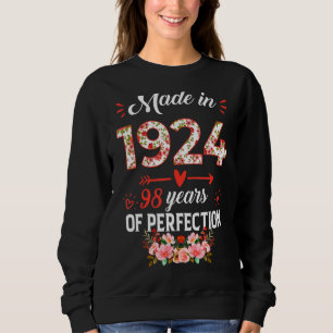 Made In 1924 Floral 98 Years Old 98th Birthday Wo Sweatshirt
