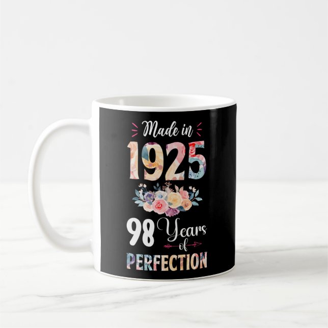 Made In 1925 Floral 98 98Th Coffee Mug (Left)