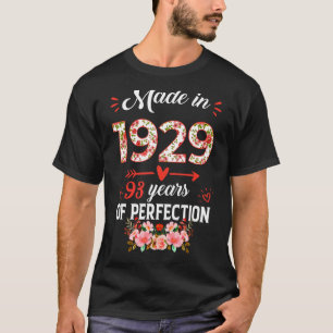 Made In 1929 Floral 93 Years Old 93rd Birthday Wo T-Shirt