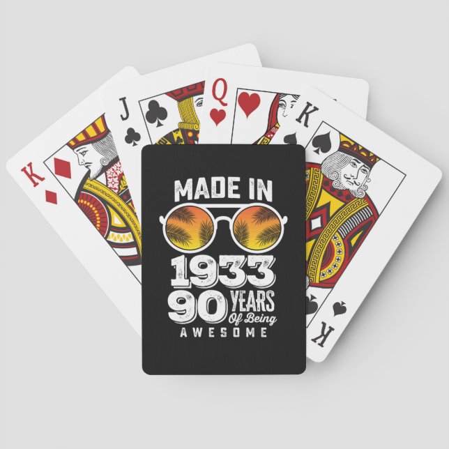 Made In 1933 90 Years Of Being Awesome Playing Cards (Back)