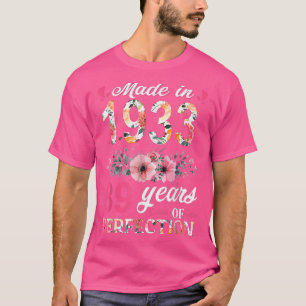 Made In 1933 Floral 89 Year Old 89th Birthday Gift T-Shirt