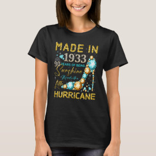 Made In 1933 Floral 90 Years Old 90th Birthday Wom T-Shirt