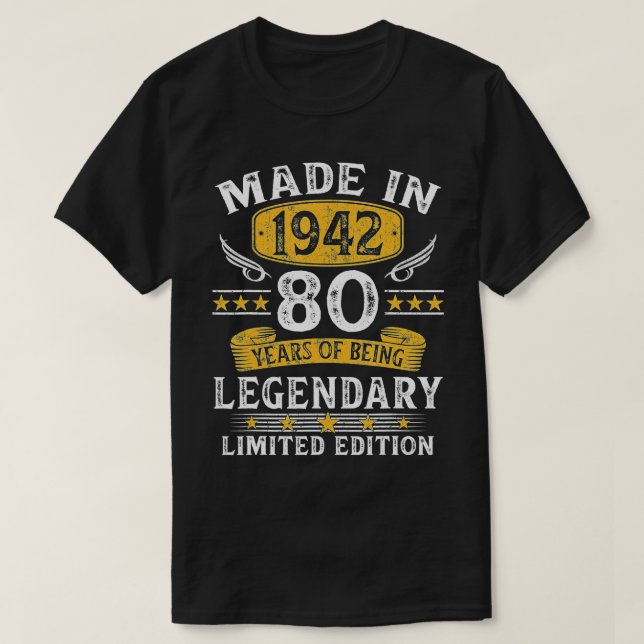 Made In 1942 80 Years Old Gifts 80th Birthday Gift T-Shirt (Design Front)