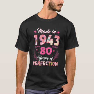 Made In 1943 Floral 80 Year Old 80th Birthday Wom T-Shirt
