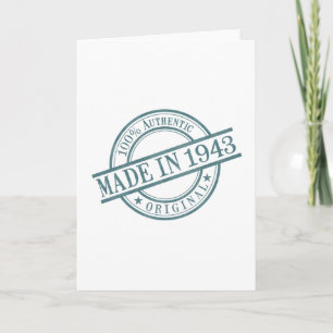 Made in 1943 Round Rubber Stamp Logo Birth Year Card