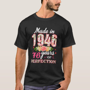 Made In 1946 Floral 76 Year Old 76Th Birthday Gift T-Shirt