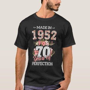 Made In 1952 Floral 70 Year Old 70th Birthday   Wo T-Shirt