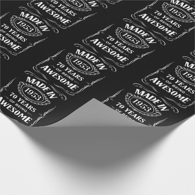 Made in 1953 70 years of being awesome 2023 bday wrapping paper (Corner)