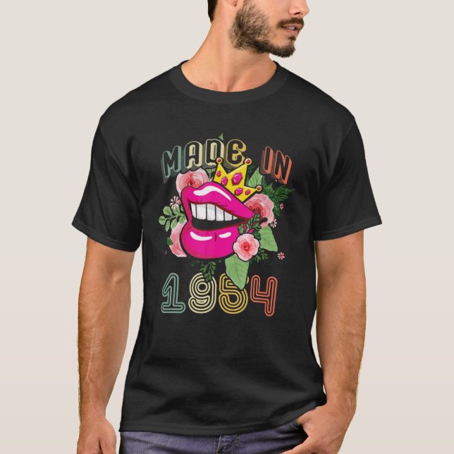 Made In 1954 Queen Born Birthday Gift Lip And Flow T-Shirt (Front)