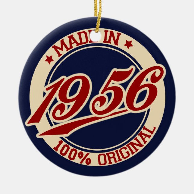 Made In 1956 Birthday Year Ceramic Tree Decoration (Front)