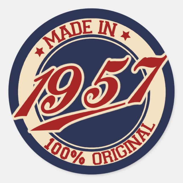 Made In 1957 Classic Round Sticker (Front)