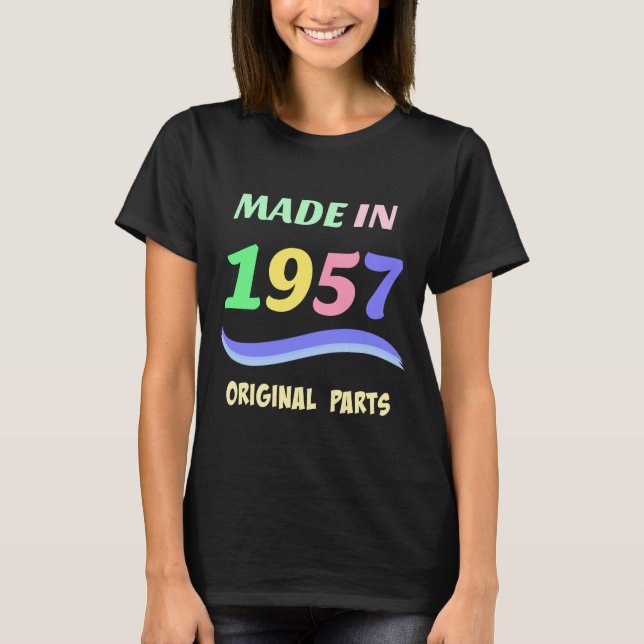 Made in 1957, colourful text design T-Shirt (Front)