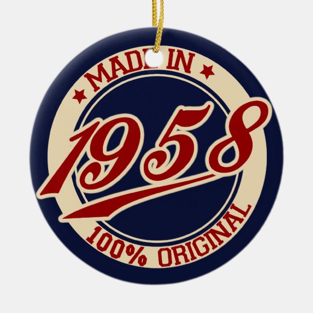 Made In 1958 Ceramic Tree Decoration (Front)