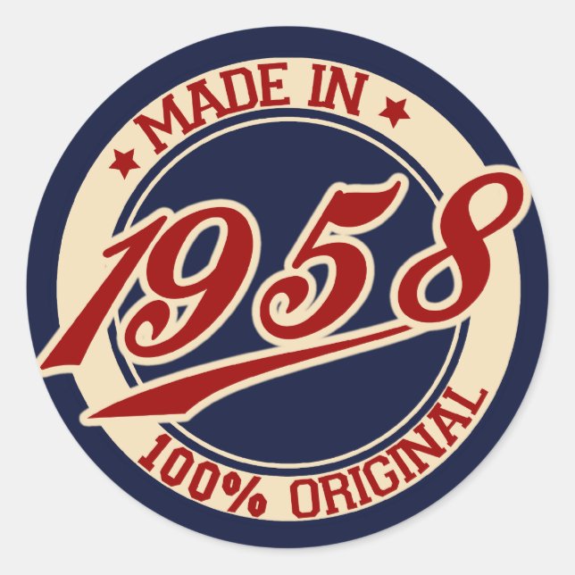 Made In 1958 Classic Round Sticker (Front)