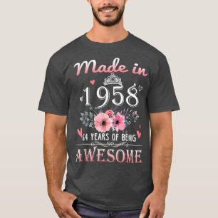 Made In 1958 Floral 64 Year Old 64th Birthday Gift T-Shirt