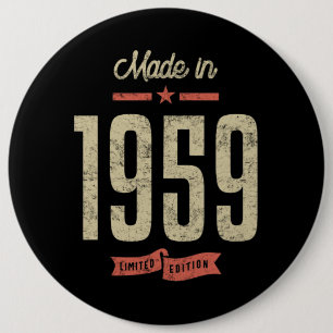 Made In 1959 Birthday Gift 6 Cm Round Badge