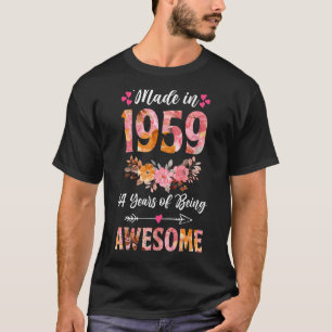 Made In 1959 Floral 64 Year Old 64th Birthday Gift T-Shirt