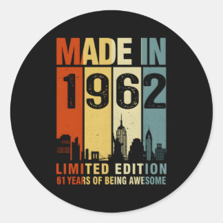 Made In 1962 61 Years Of Being Awesome Classic Round Sticker