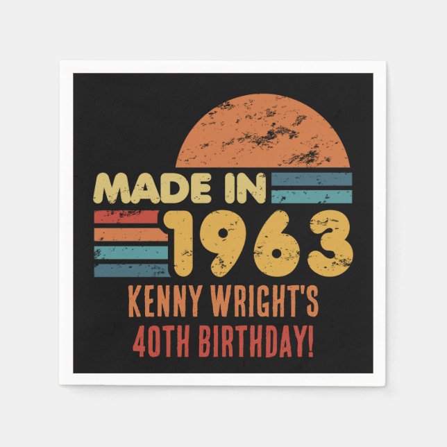 Made In 1963 60th Birthday Napkin (Front)