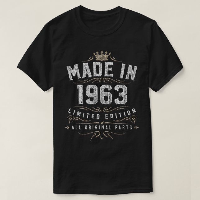 Made In 1963  All Original Parts 56th Birthday Gif T-Shirt (Design Front)