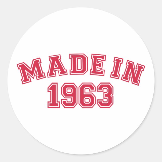 Made in 1963 classic round sticker (Front)