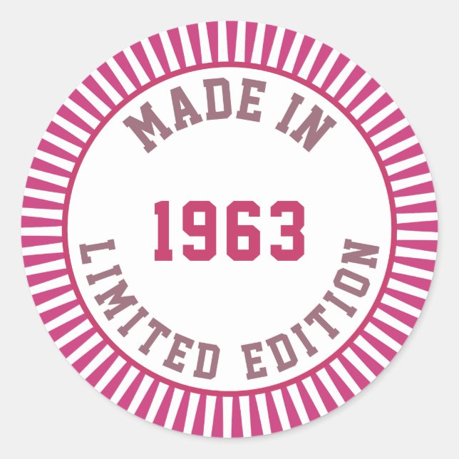 Made in 1963 classic round sticker (Front)