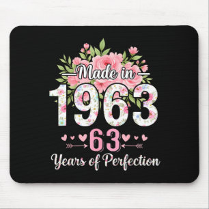 Made In 1963 Floral 63rd Birthday Women 63 Years O Mouse Mat