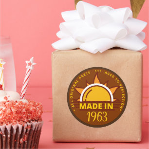 MADE IN 1963 funny birthday gift                   Classic Round Sticker