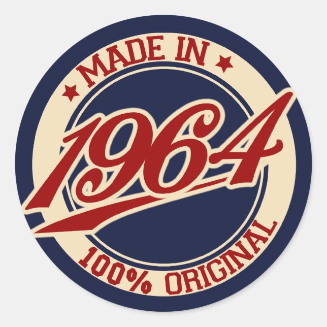 Made In 1964 Classic Round Sticker (Front)
