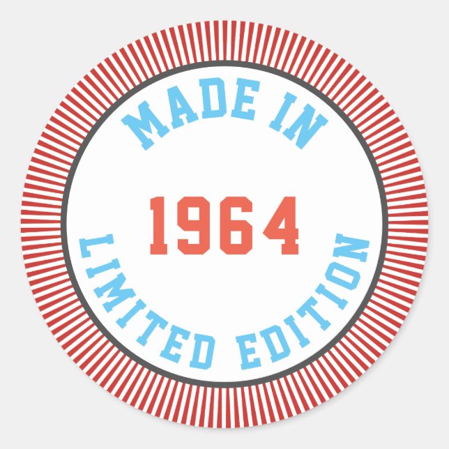 Made in 1964 classic round sticker (Front)