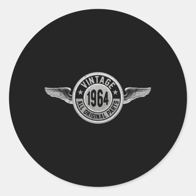 Made In 1964 Original Classic Round Sticker (Front)