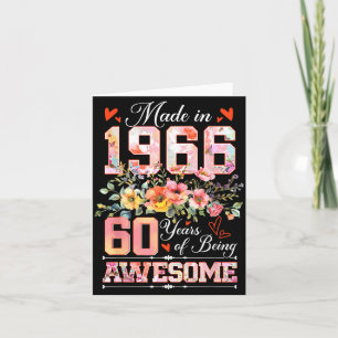 Made in 1966 floral 60th birthday women 60 years card