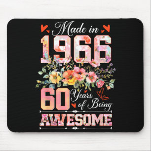 Made in 1966 floral 60th birthday women 60 years mouse mat