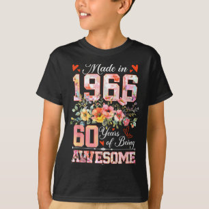Made in 1966 floral 60th birthday women 60 years T-Shirt