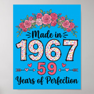 Made In 1967 Floral 59th Birthday Gifts Women 59 Poster