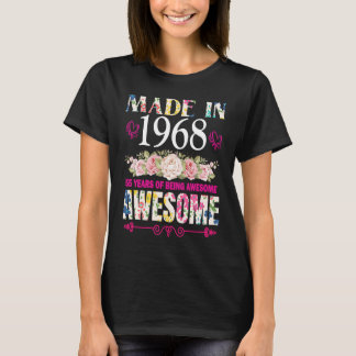 Made in 1968 55 Years Being Awesome 55th Birthday  T-Shirt