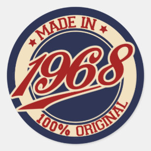 Made In 1968 Classic Round Sticker
